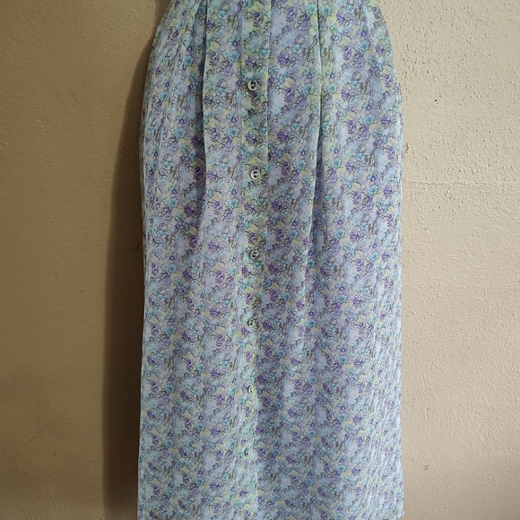 Delicate Pleated Decorative Buttons Floral Print Skirt SZ XL Romy - Picture 4 of 9
